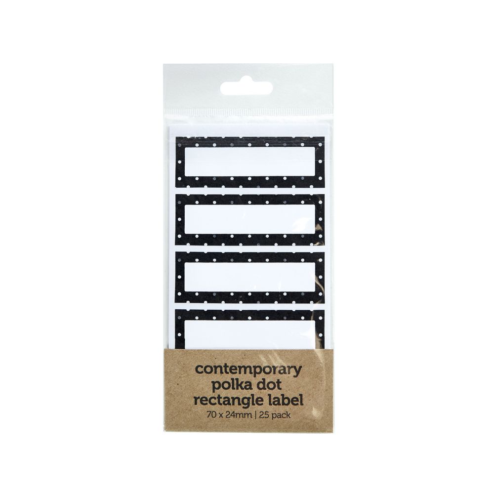 Contemporary Dots Rectangle Label 70 x 24mm 25 Pack