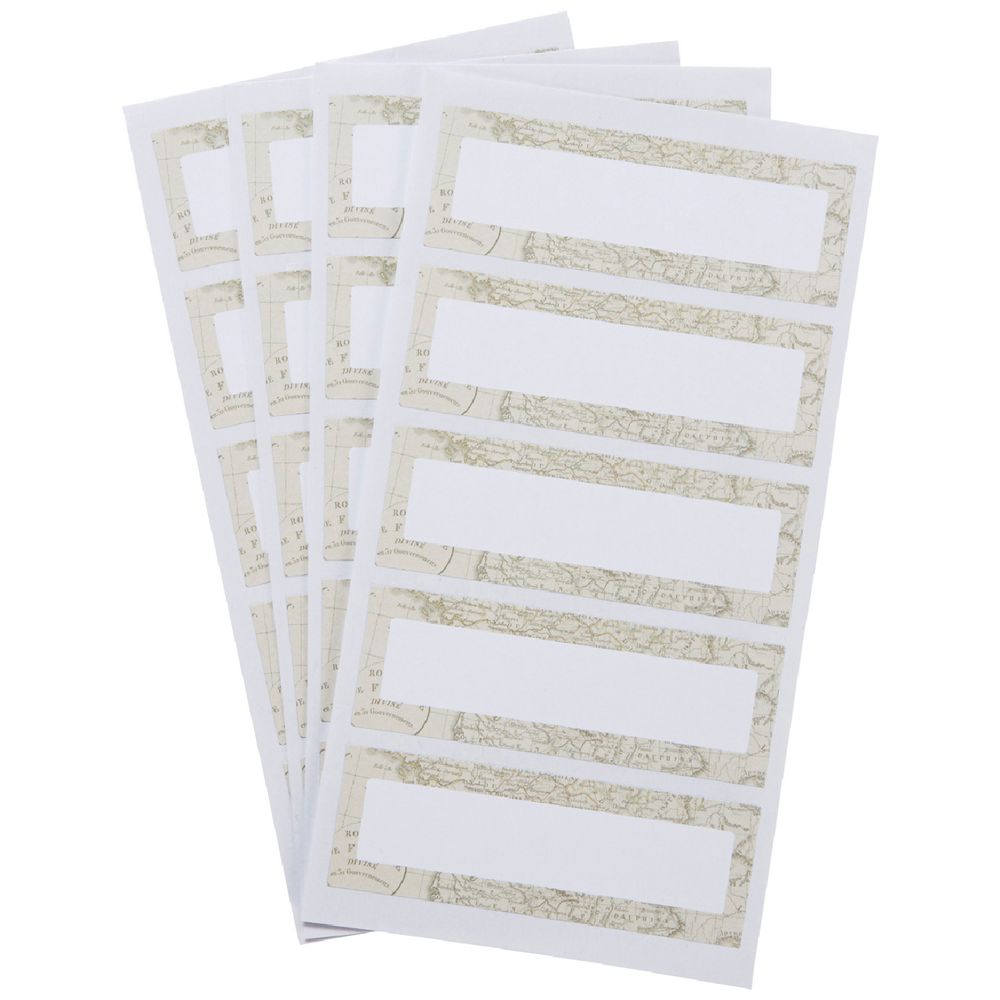 Vintage Map Rectangle Label 70 x 24mm 25 Pack