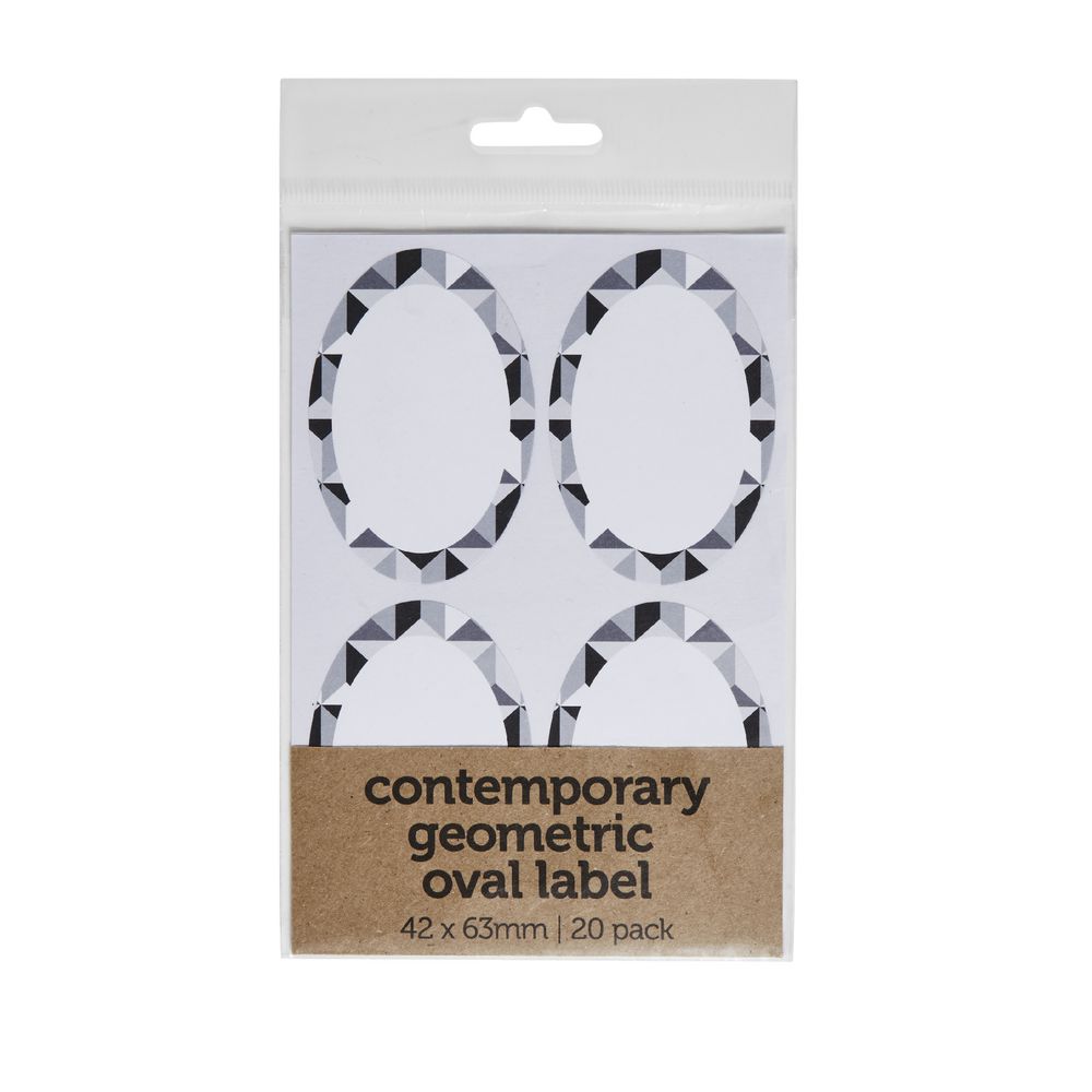 Contemporary Geometric Oval Label 42 x 63mm 20 Pack