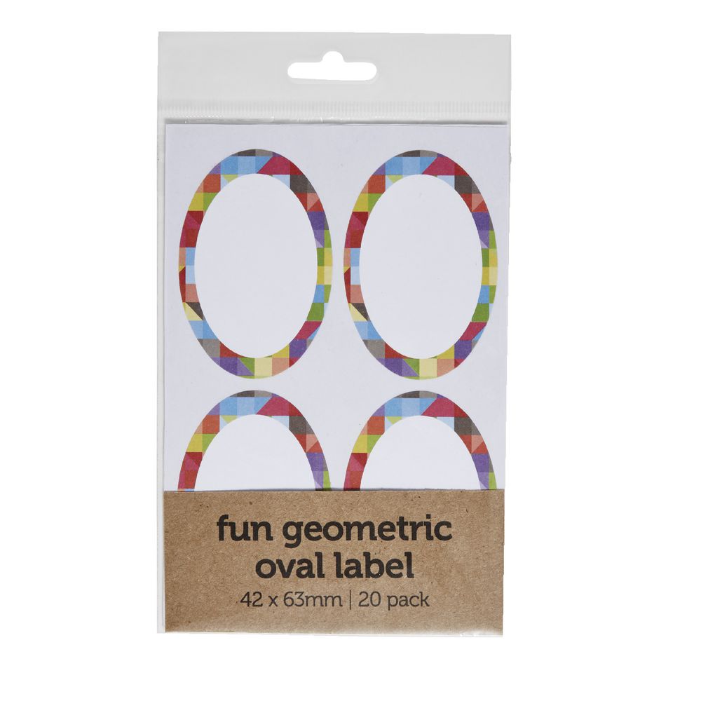 Geometric Oval Label 42 x 63mm 20 Pack
