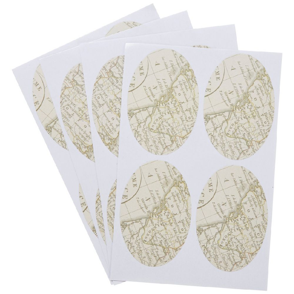 Vintage Map Oval Label 42 x 63mm 20 Pack