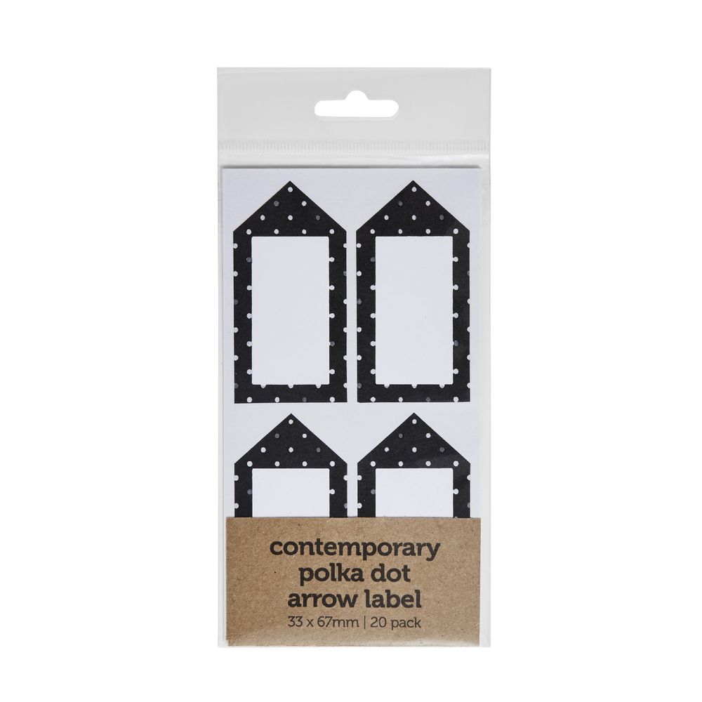 Contemporary Dots Arrow Label 33 x 67mm 20 Pack