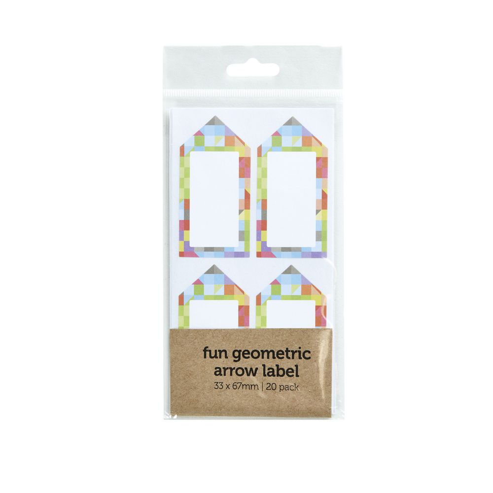 Geometric Arrow Label 33 x 67mm 20 Pack