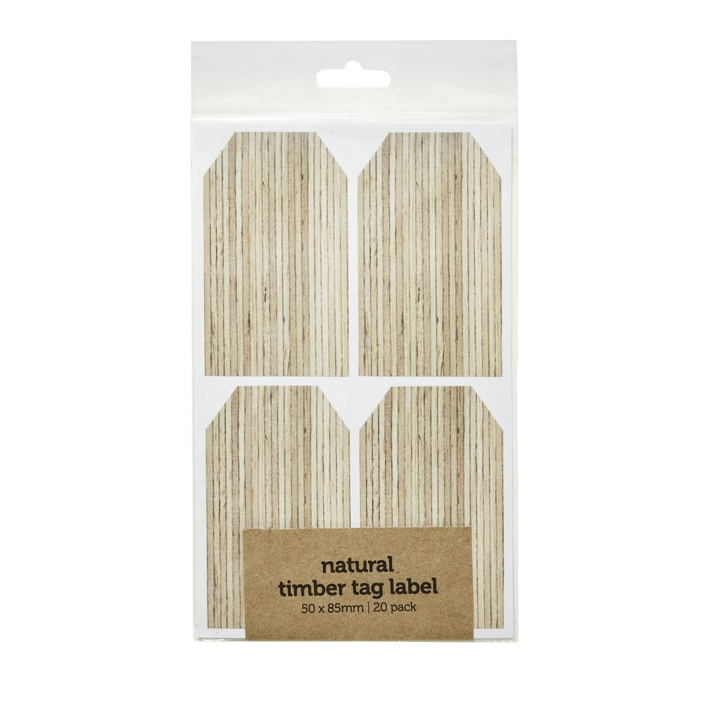 Natural Timber Tag Label 50 x 85mm 20 Pack