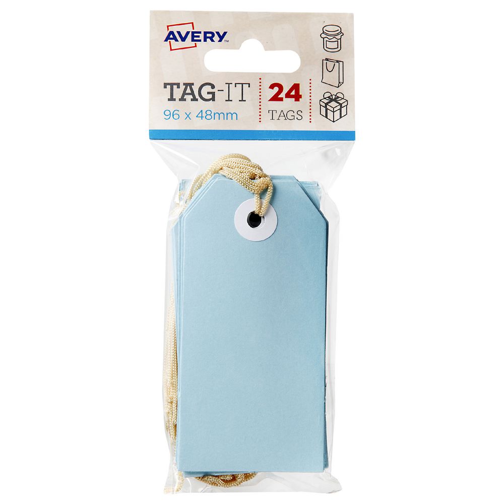 Avery Tag-It with String 96 x 48mm Blue 24 Pack