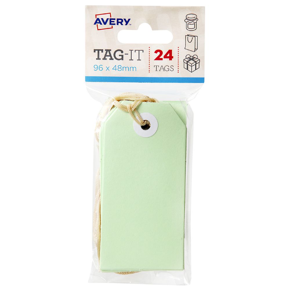 Avery Tag-It with String 96 x 48mm Green 24 Pack