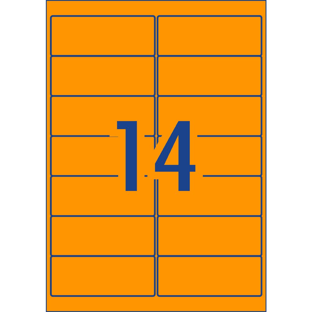 Avery Signalling Labels Fluro Orange 25 Sheets 14 Per Page