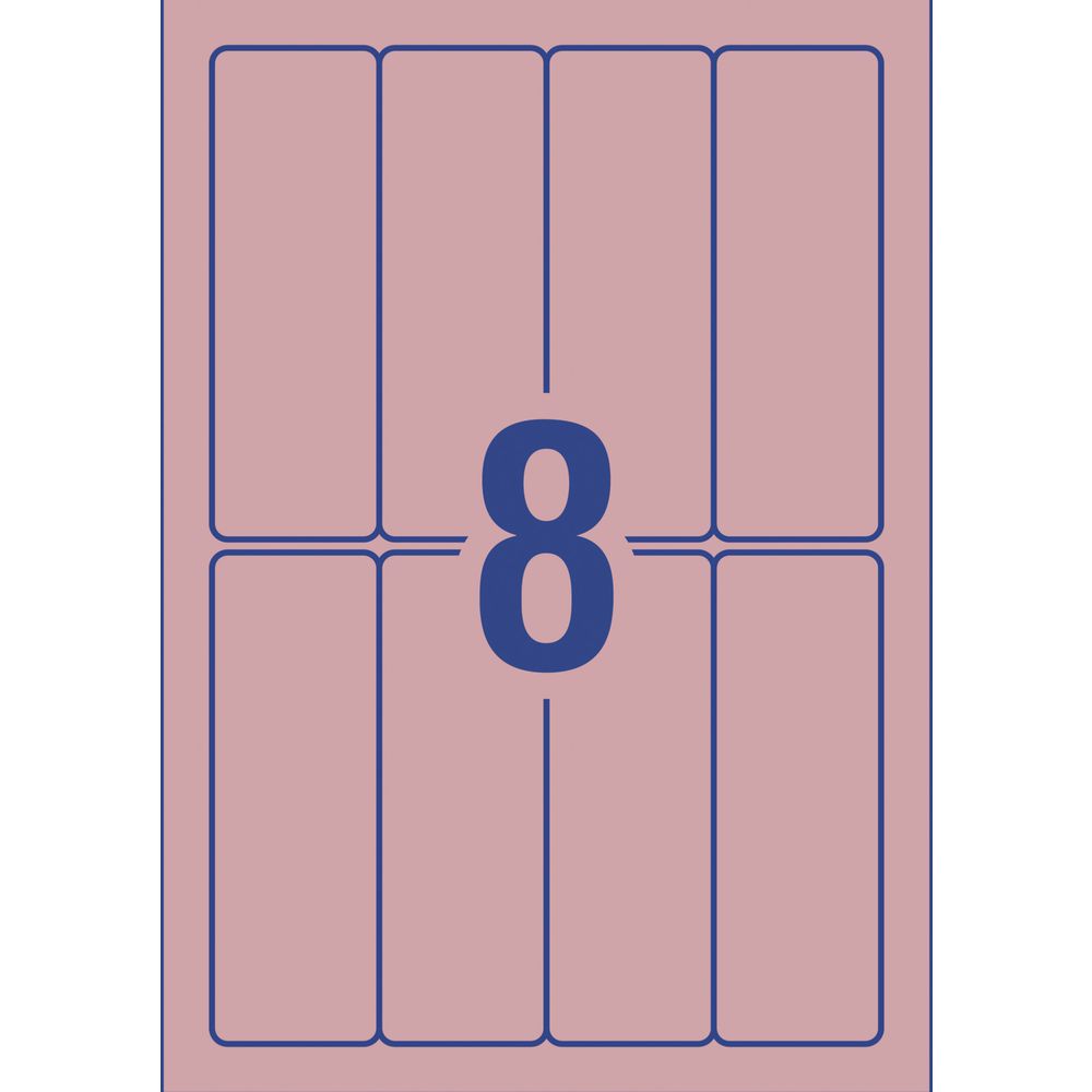 Avery Rectangle Labels 94 x 32mm Salmon Pink 80 Pack