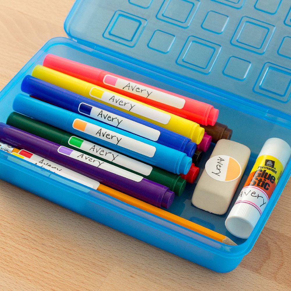 Avery Self-Laminating Kids Labels Assorted Fluoro 48 Pack