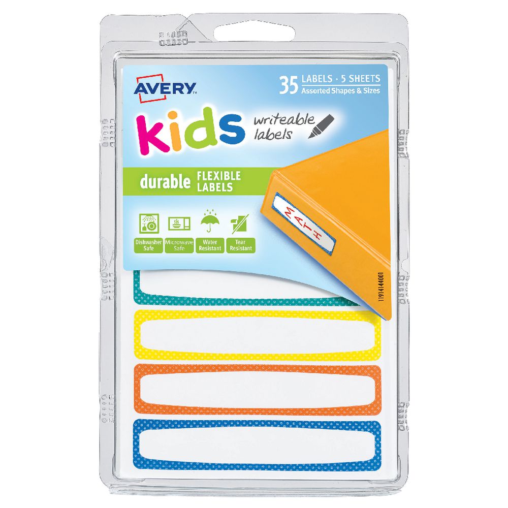 Avery Kids Labels Assorted Colours 35 Pack