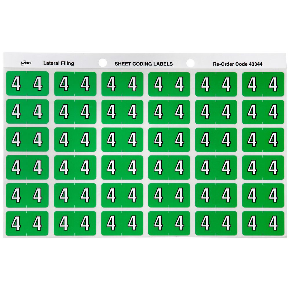 Avery Lateral File Side Tab Label '4' 180 Pack