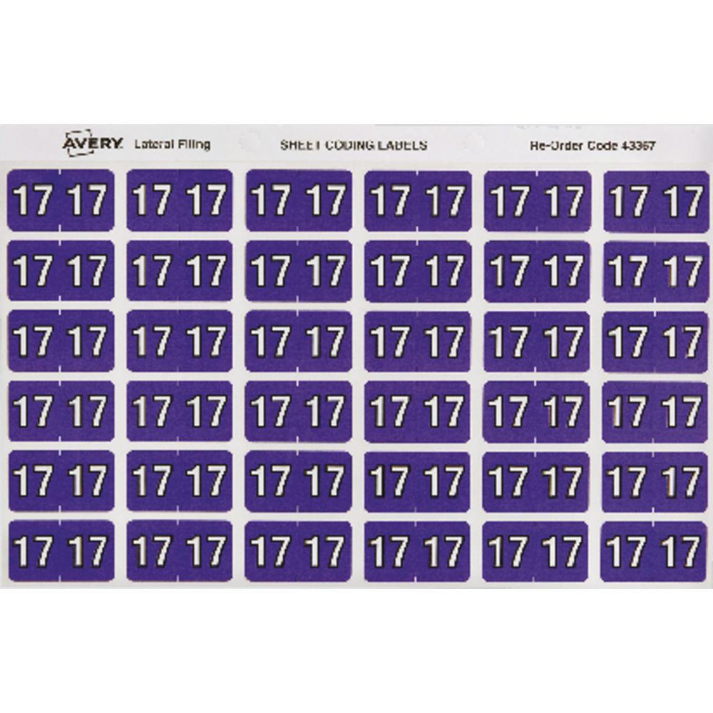 Avery Side Tab Year Code '17' Labels 25 x 38mm 180 Pack