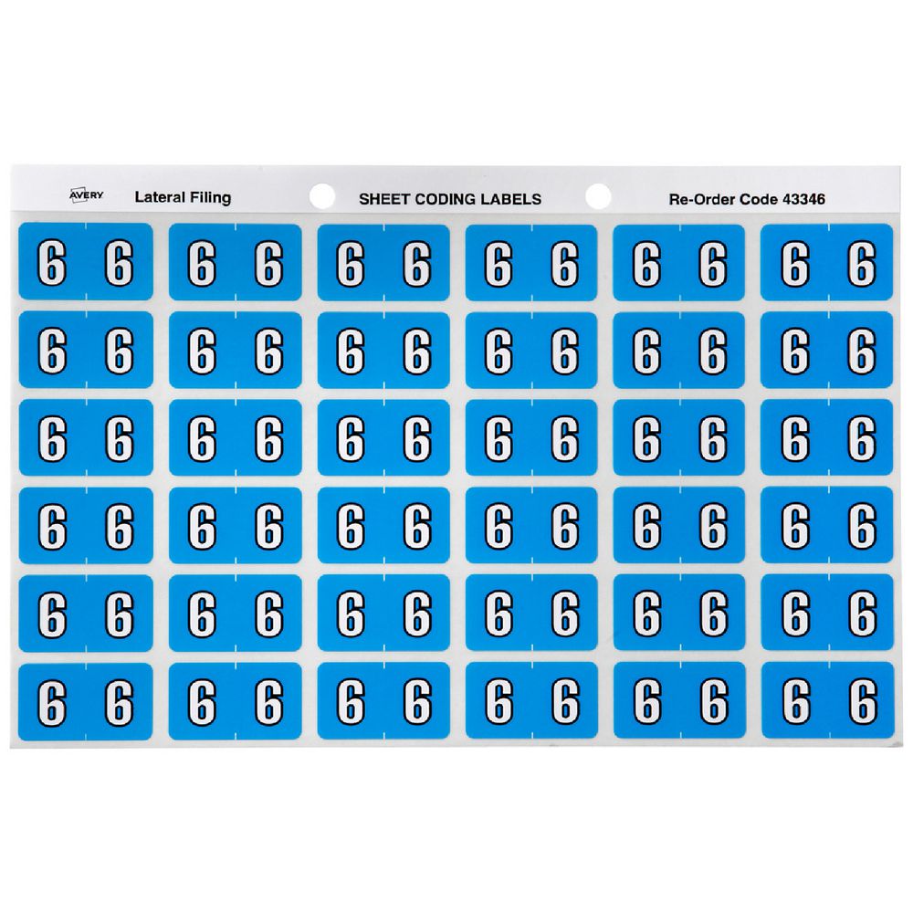 Avery Lateral File Side Tab Label '6' 180 Pack
