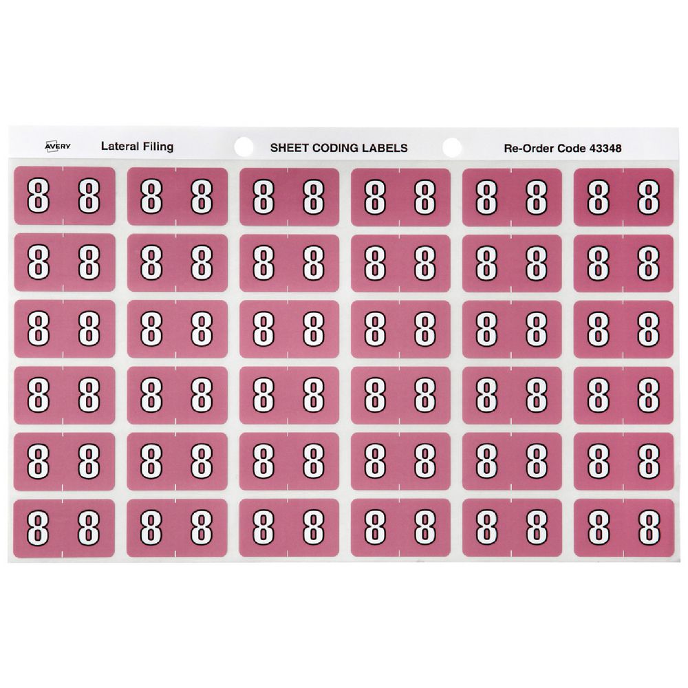 Avery Lateral File Side Tab Label '8' 180 Pack