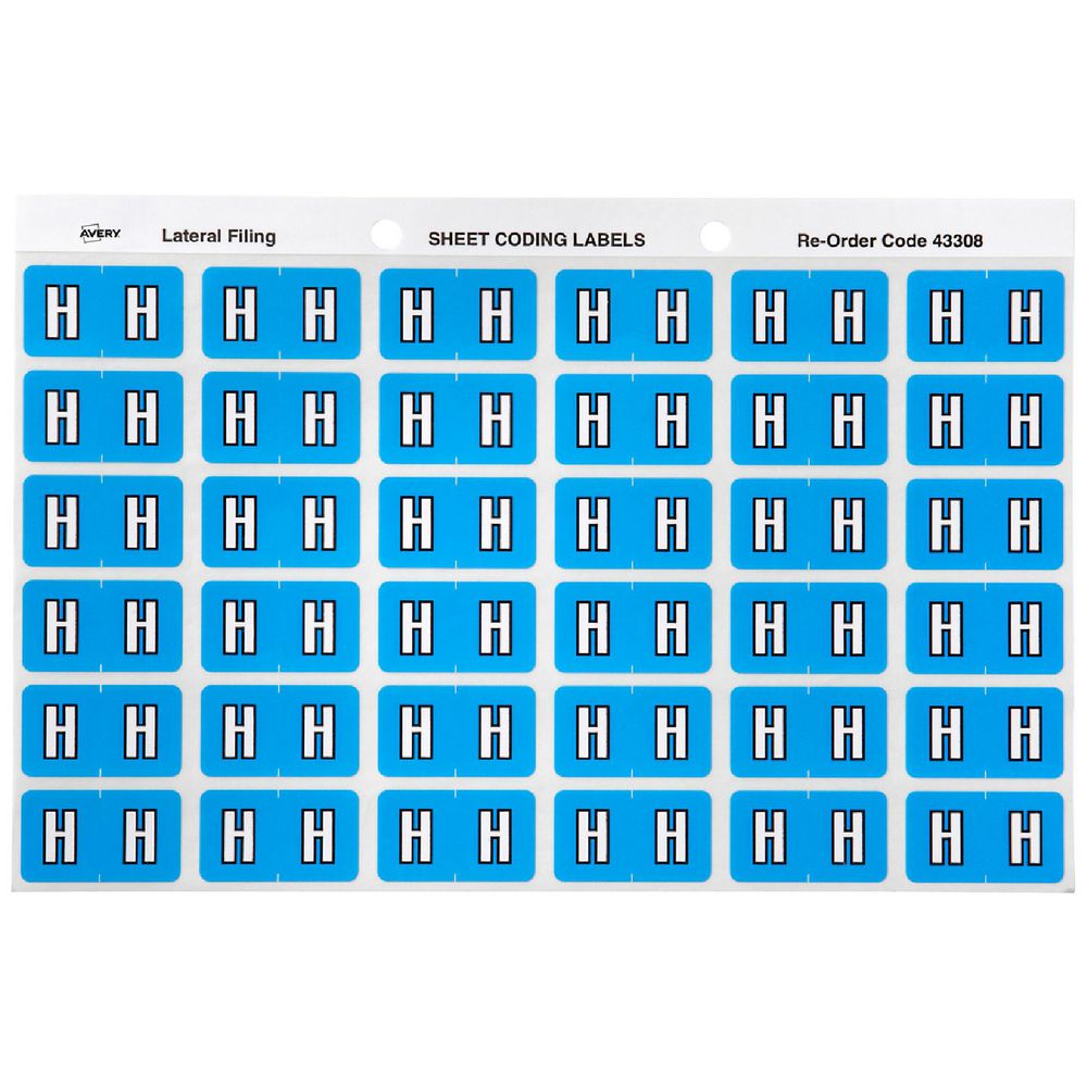 Avery Lateral File Side Tab Label 'H' 180 Pack