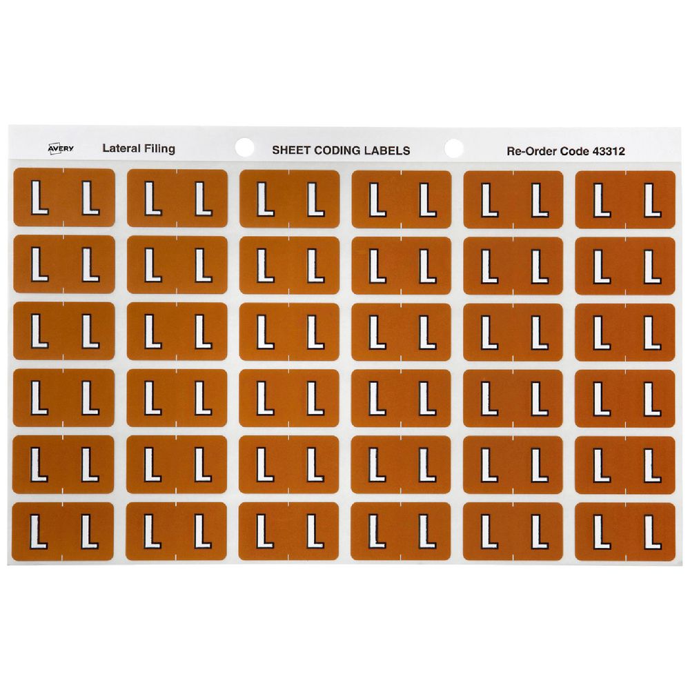 Avery Lateral File Side Tab Label 'L' 180 Pack