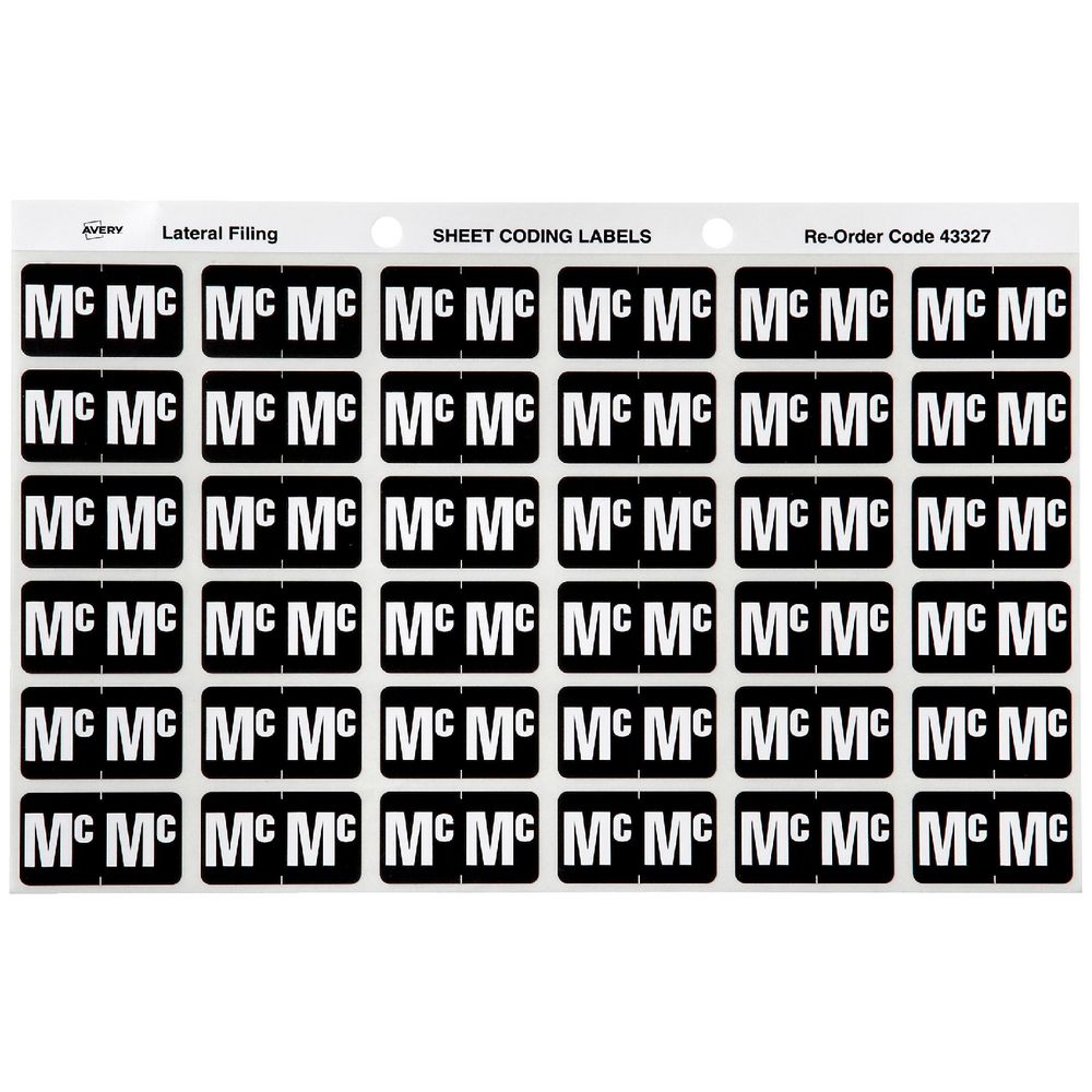 Avery Lateral File Side Tab Label 'Mc' 180 Pack