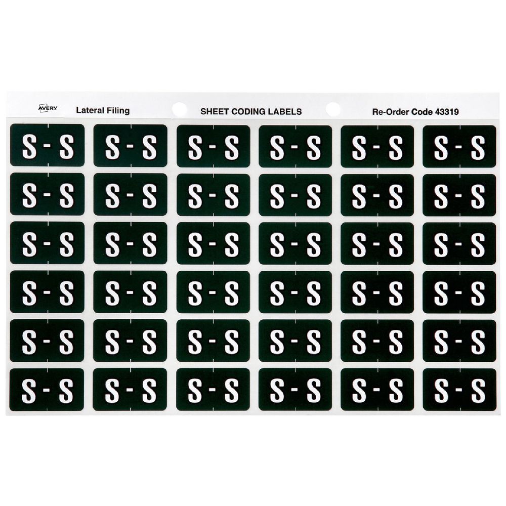 Avery Lateral File Side Tab Label 'S' 180 Pack
