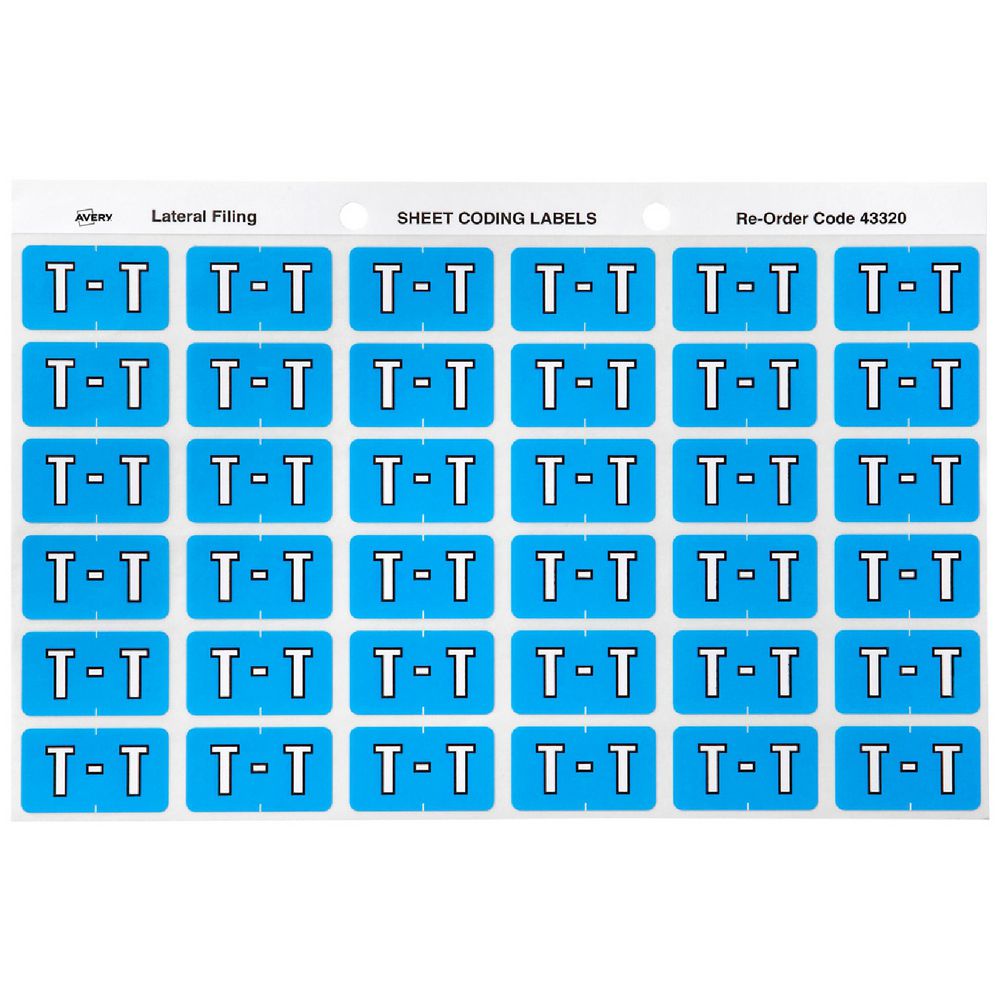 Avery Lateral File Side Tab Label 'T' 180 Pack