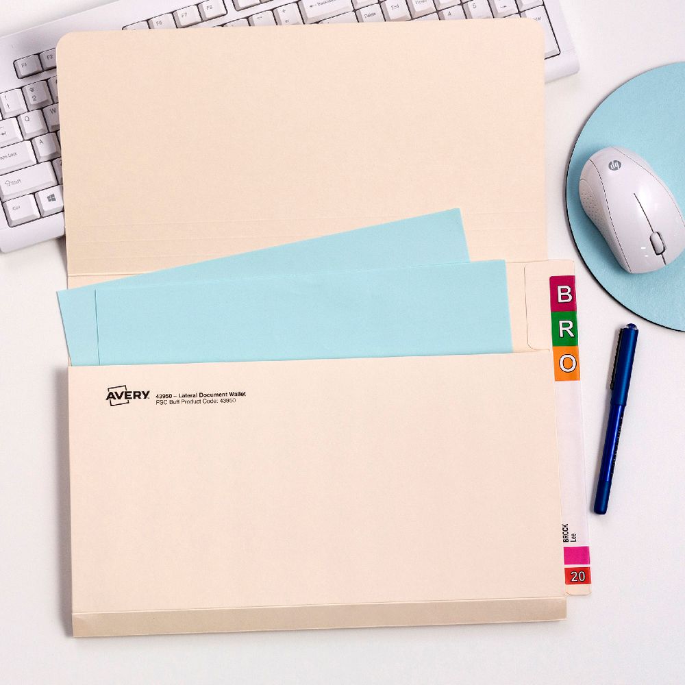 Avery Foolscap Lateral Shelf Wallet Buff 20 Pack