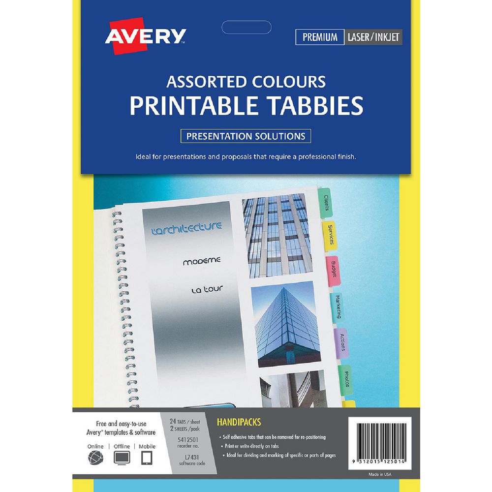 Avery Tabbies Assorted 48 Pack