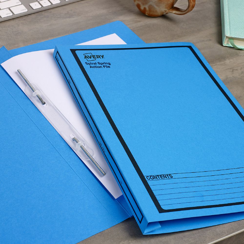 Avery Foolscap Spiral Spring File Blue