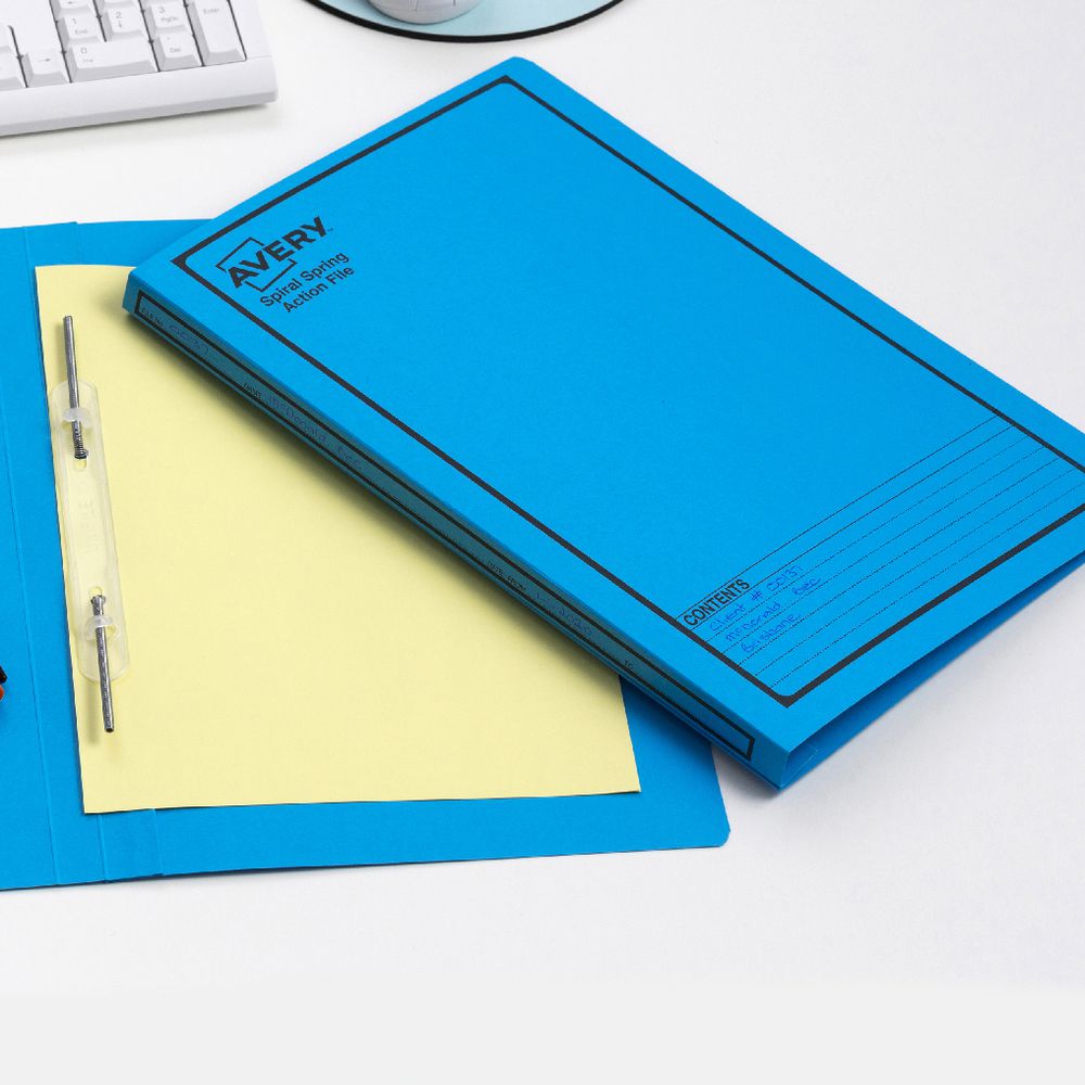 Avery Foolscap Spiral Spring File Blue