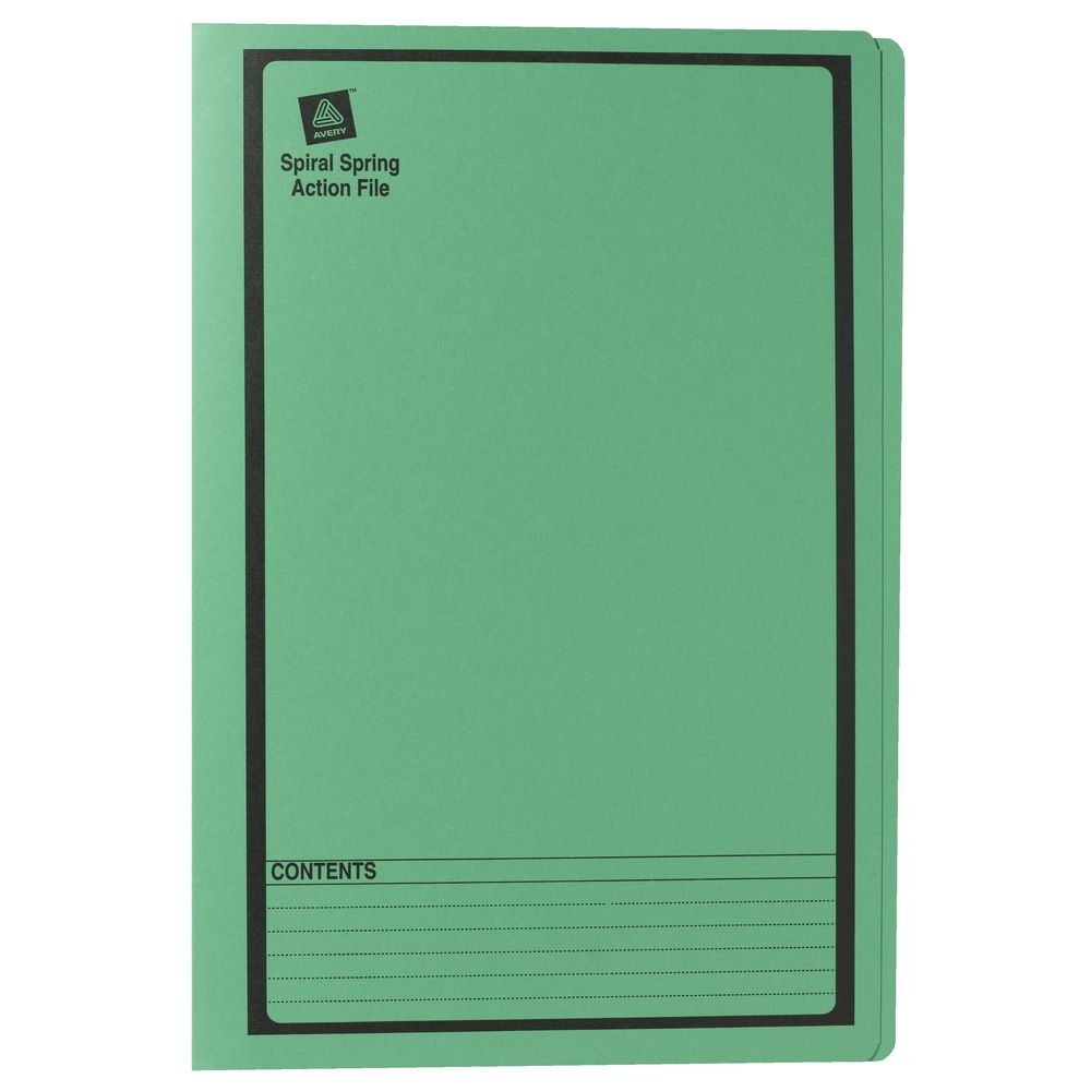 Avery Spiral Spring File Foolscap Green with Black Print