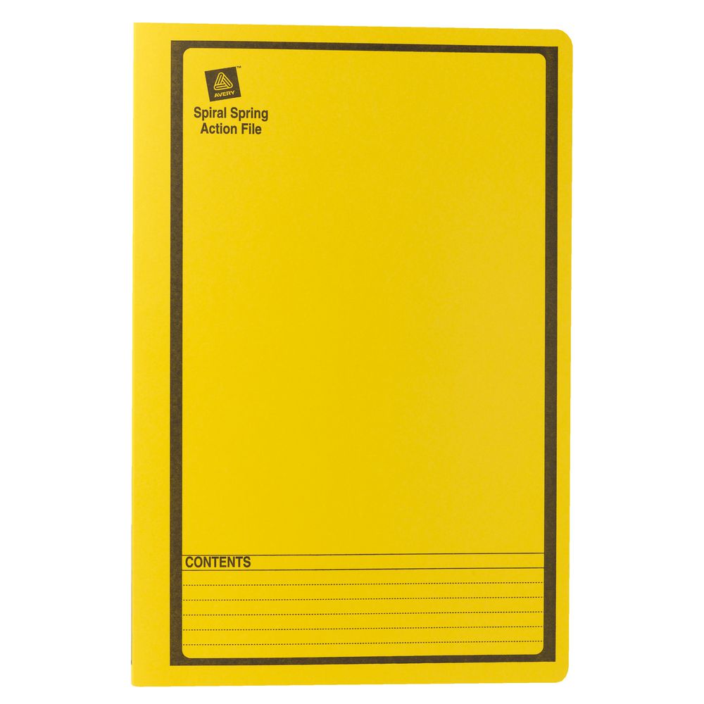 Avery Foolscap Spiral Spring File Yellow