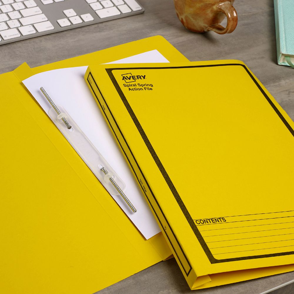 Avery Foolscap Spiral Spring File Yellow