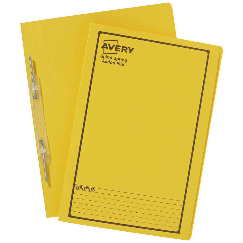 Avery Foolscap Spiral Spring File Yellow