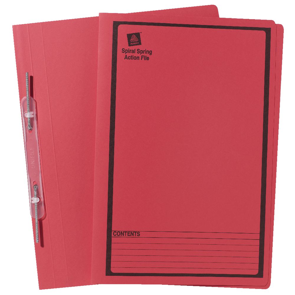 Avery Foolscap Spiral Spring File Red 25 Pack