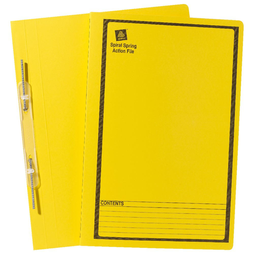 Avery Foolscap Spiral Spring File Yellow 25 Pack