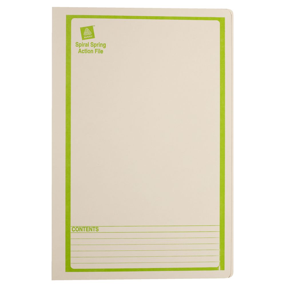 Avery Foolscap Spiral Spring File Buff with Green Print