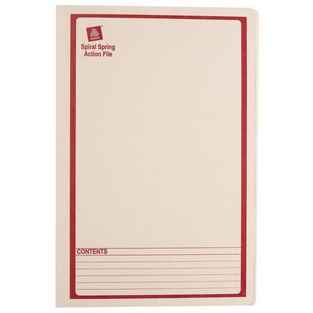 Avery Foolscap Spiral Spring File Buff with Red Print