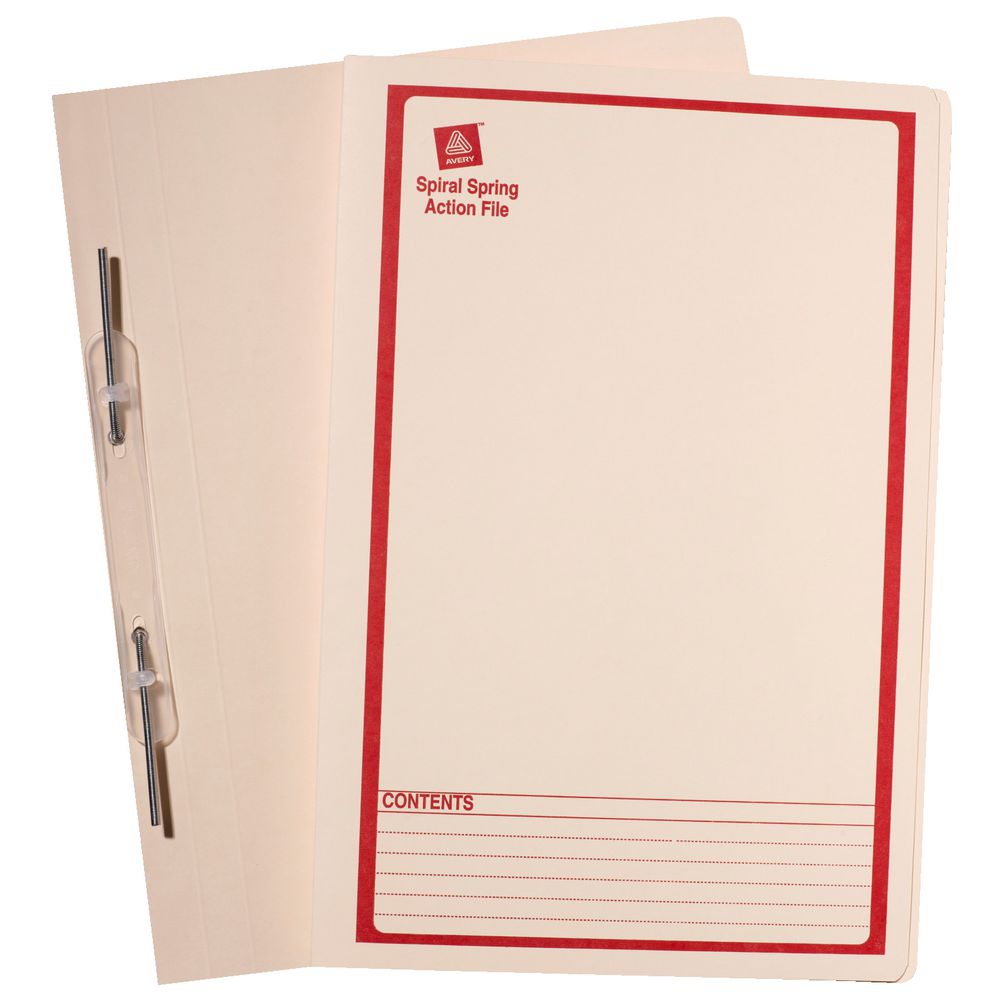 Avery Foolscap Spiral Spring File Red Print 25 Pack