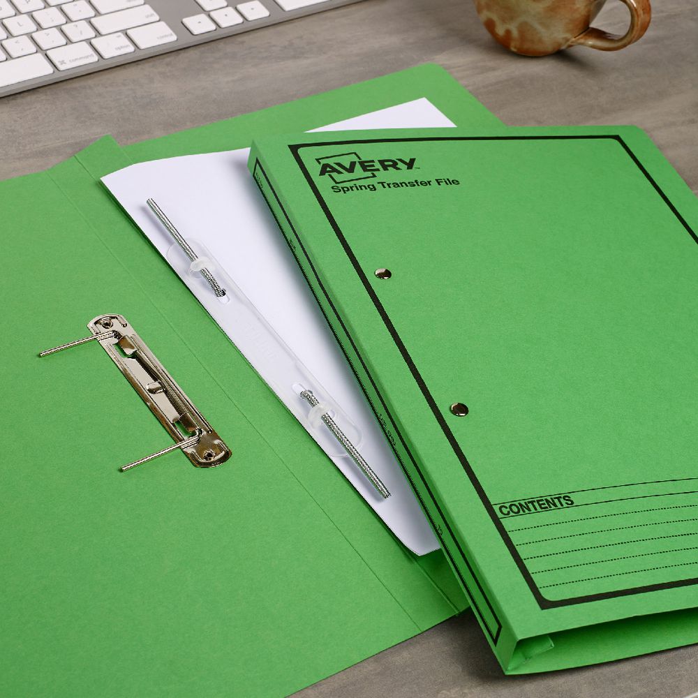 Avery Foolscap Spiral Spring Files Green 5 Pack