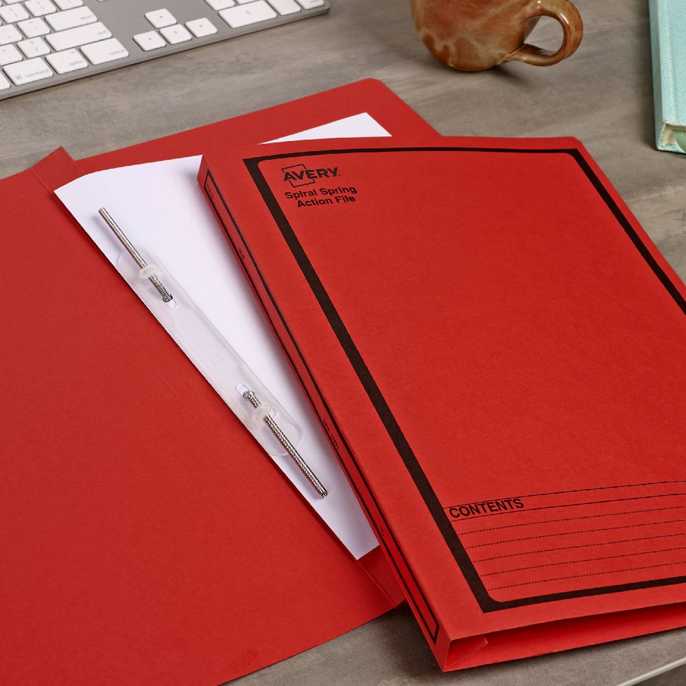Avery Foolscap Spiral Spring Files Red 5 Pack
