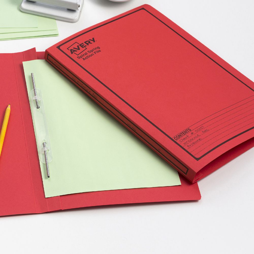 Avery Foolscap Spiral Spring Files Red 5 Pack