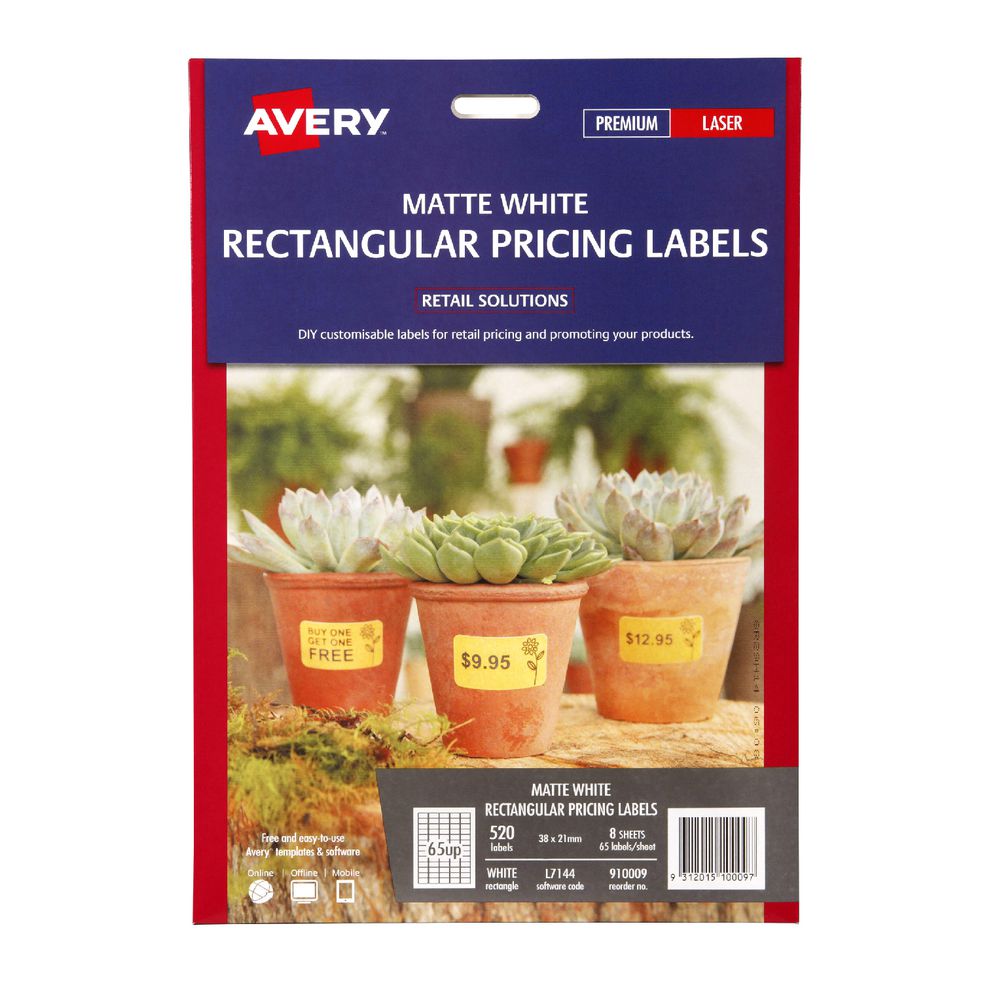 Avery Matte White Rectangular Pricing Labels 520 Pack
