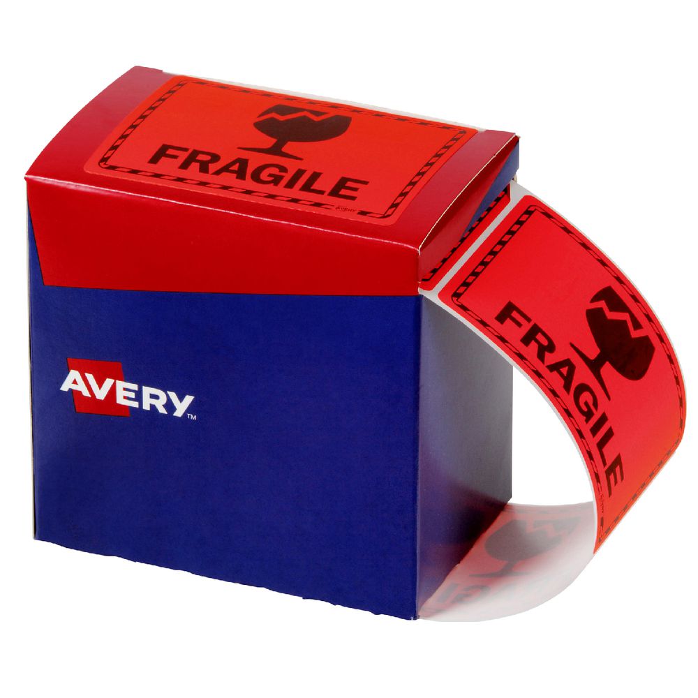 Avery Fragile Labels 75 x 99.6mm Orange