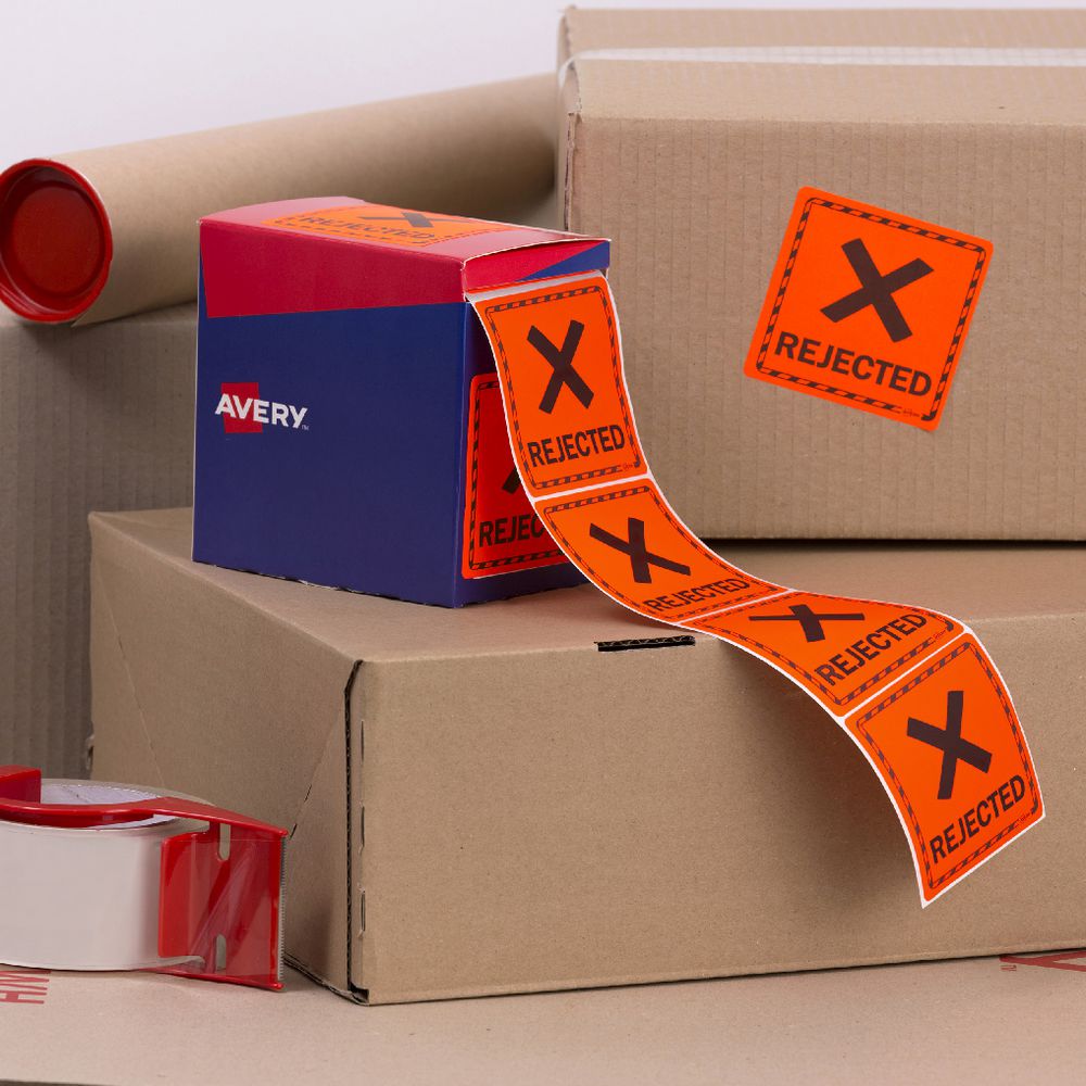 Avery Rejected Labels 75 X 76.2 mm Red