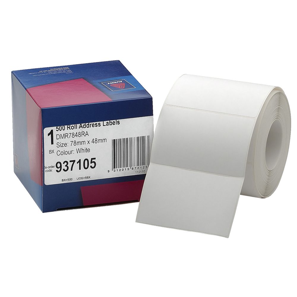 Avery Address Label Roll White 78 x 48mm 500 Labels