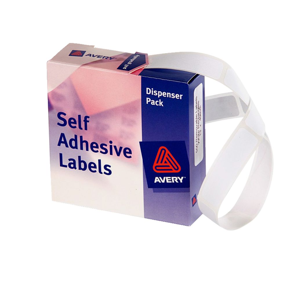 Avery Labels Dispenser Rectangle 13 x 49mm White 550 Pack