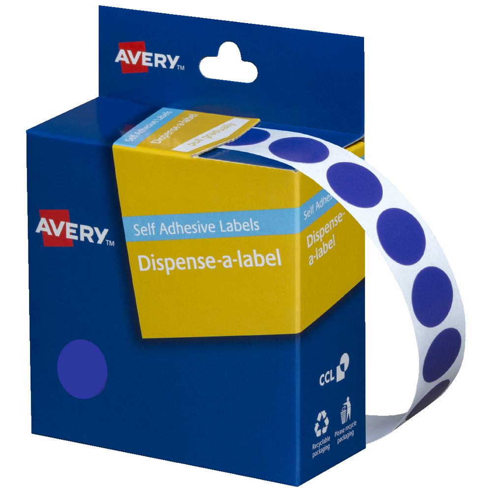 Avery self-adhesive Round Labels Blue 14mm 1050 Pack