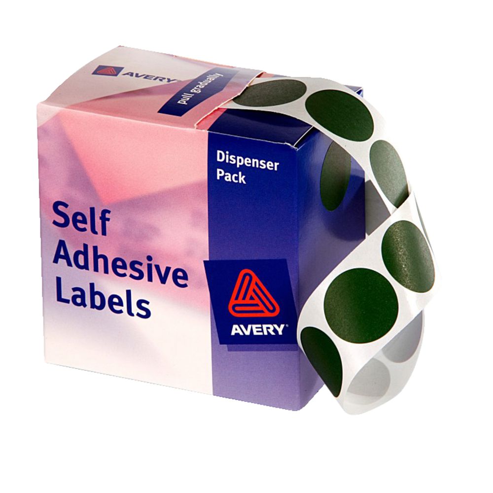 Avery Dispenser Labels Circle 24mm Green 500 Pack
