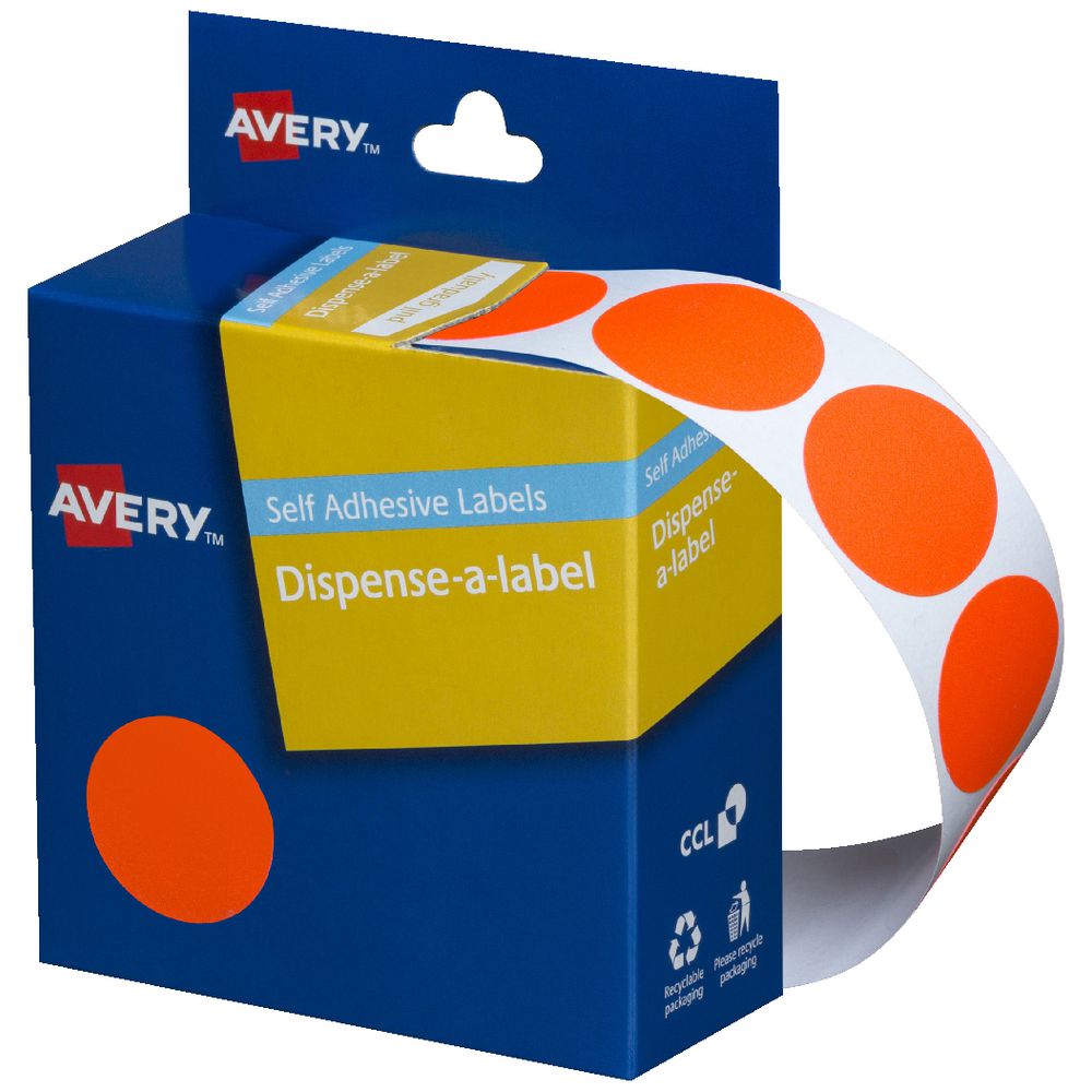 Avery Dispenser Labels 24mm Red 350 Pack