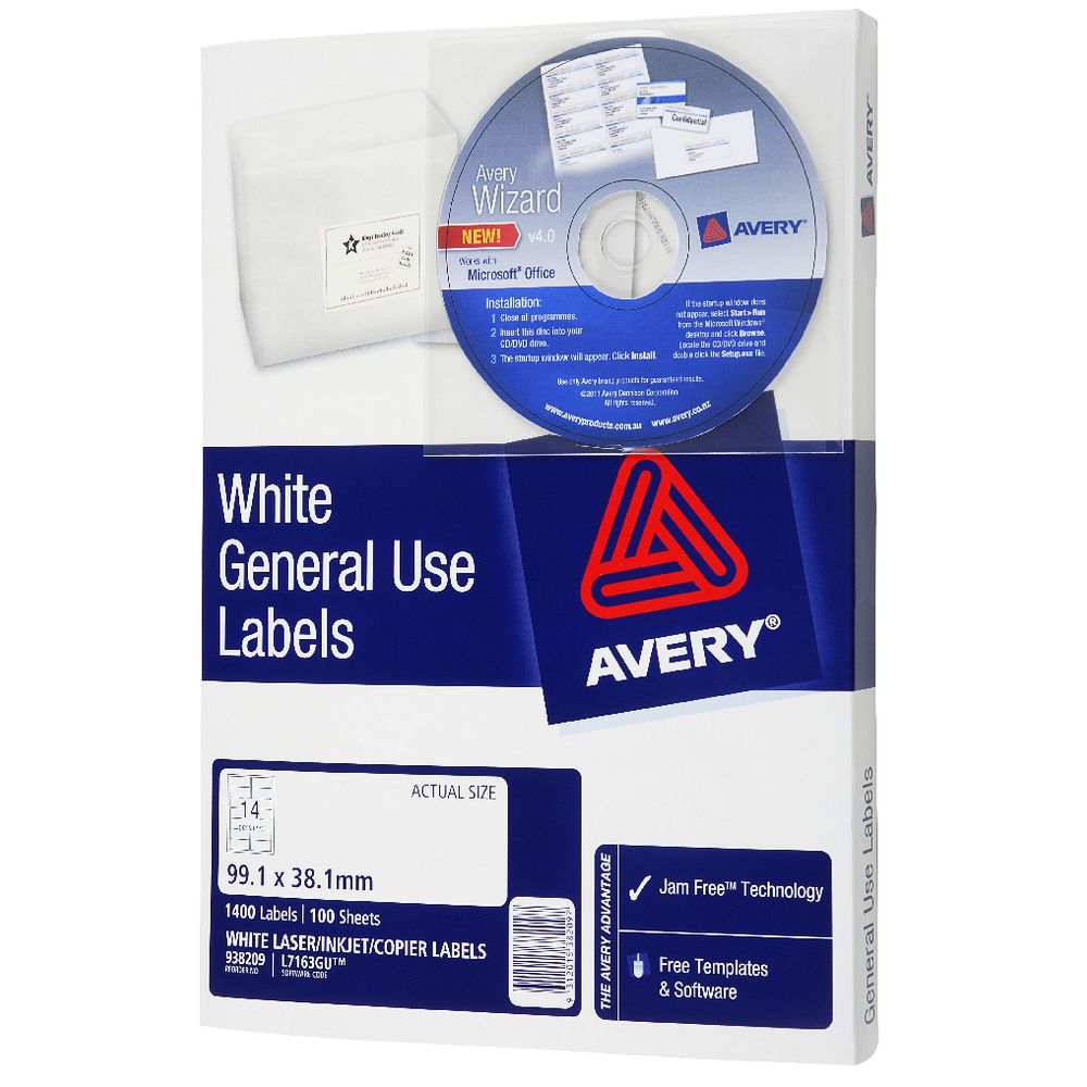 Avery General Use Labels White 14 UP 100 Sheet