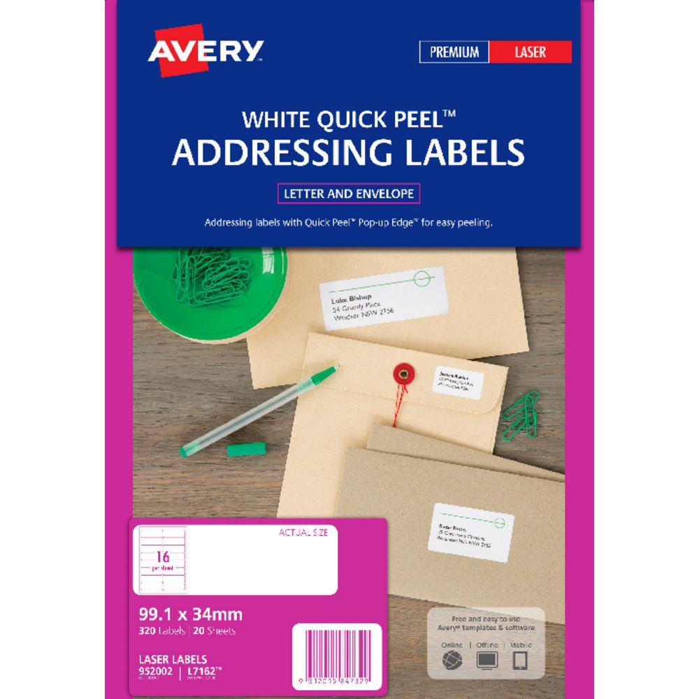 Avery Laser Address Labels White 20 Sheets 16 Per Page