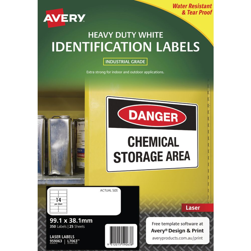 Avery Heavy Duty Laser Labels White 25 Sheets 14 Per Page
